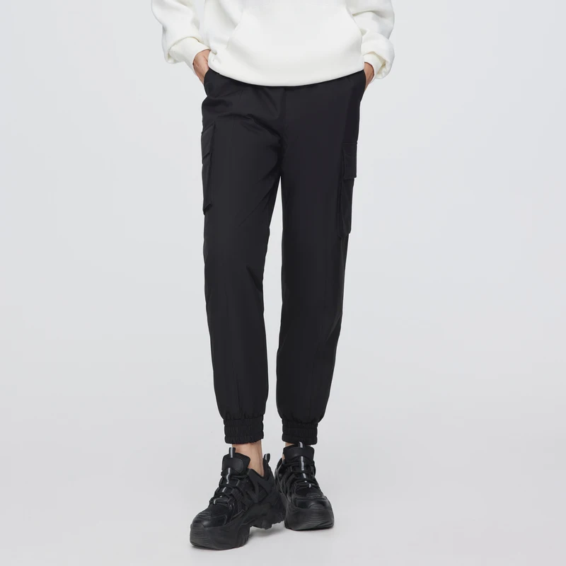 Теплые брюки-карго BOSIDENG шикарный дизайн джоггеры на молнии зимние спортивные