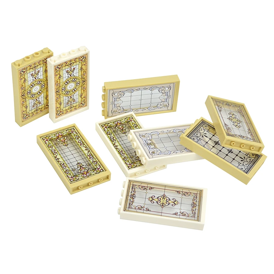 2023 MOC кирпич 57895 60596 Печатный узор для церкви окна очков двери рамки ландшафта 1x4x6