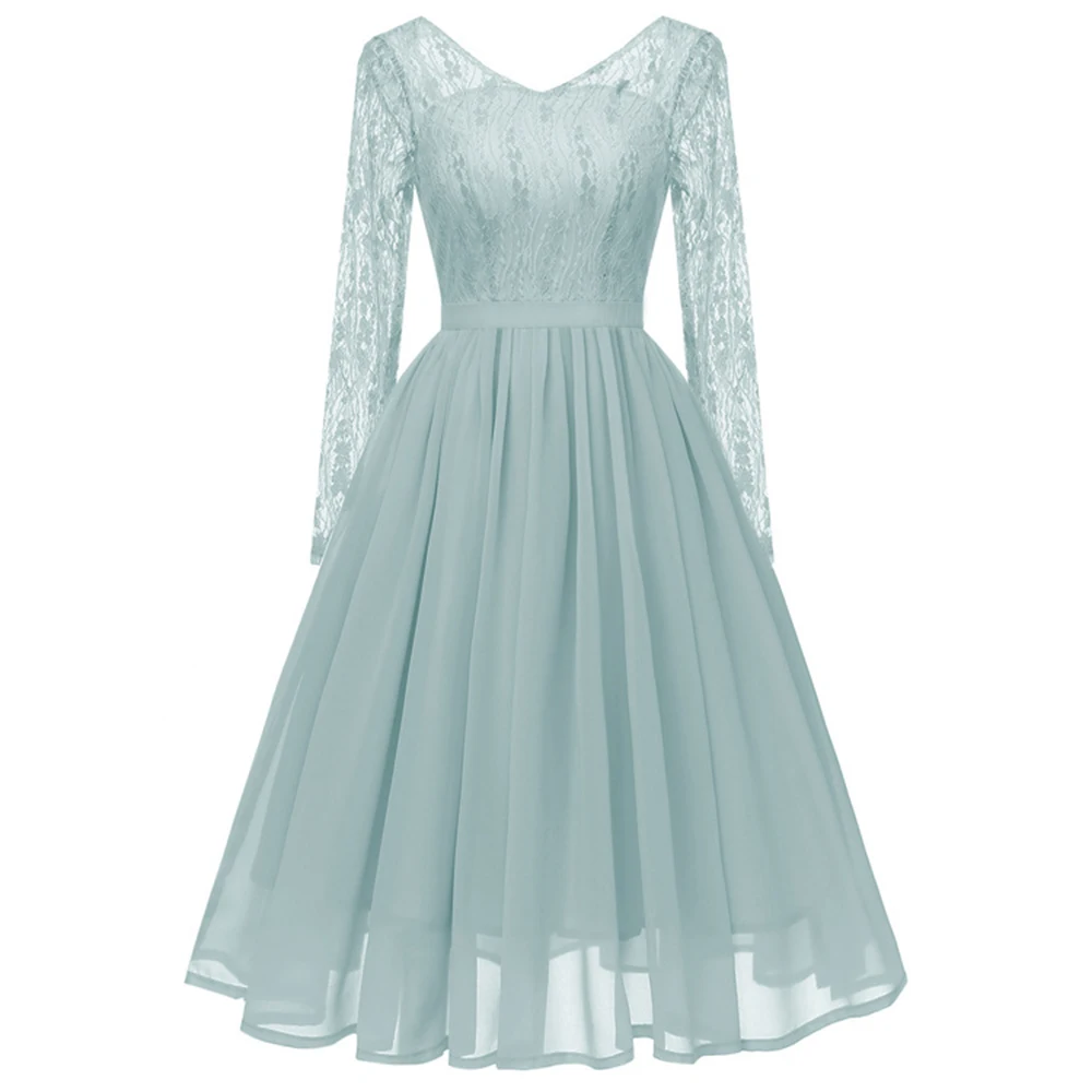 

2022 Long-sleeved Small Fresh Floral Lace Mesh Chiffon Dress
