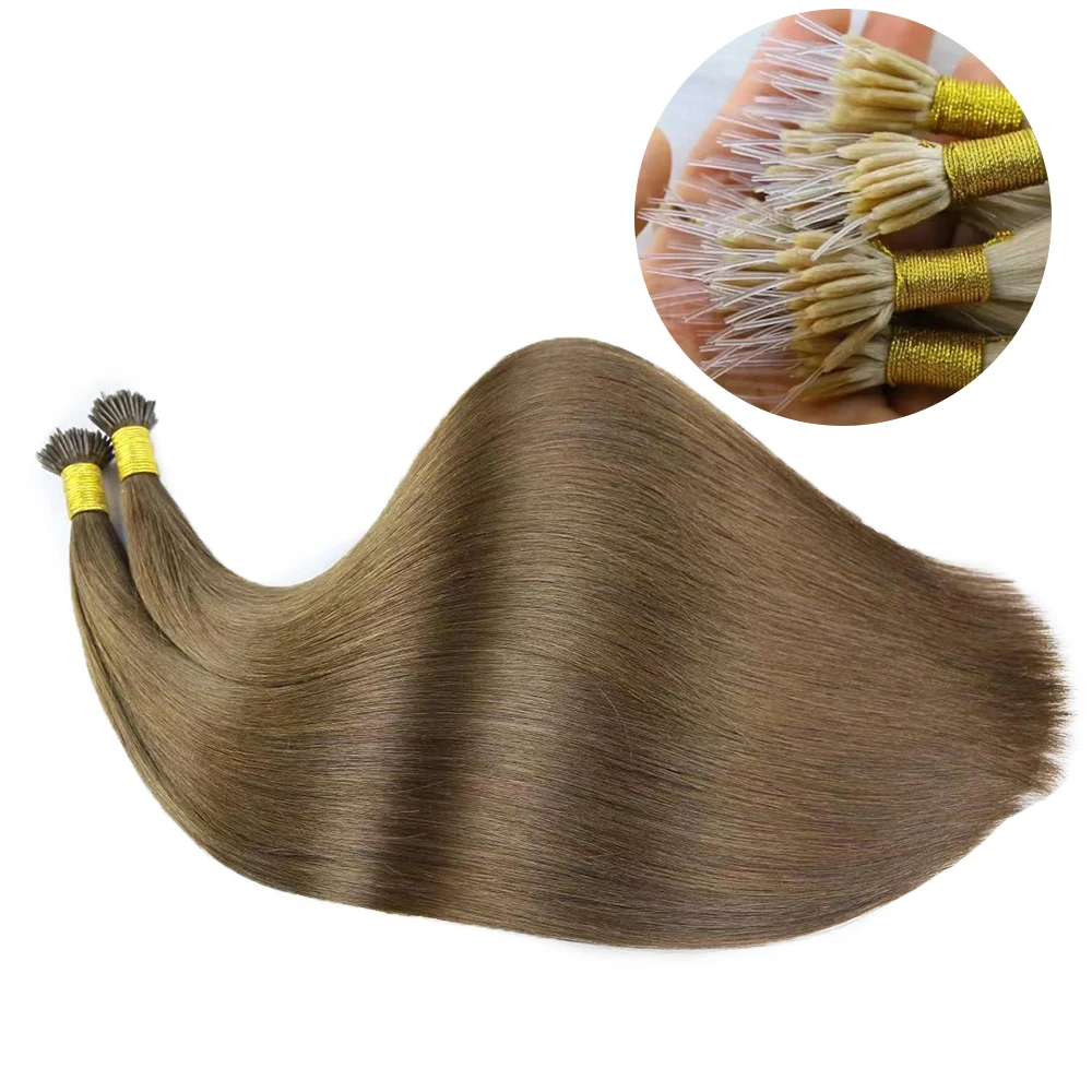 Human Hair Extensions Pre Bonded Elastic Nanotips Remy Virgin Cuticle Aligned Hair Extension