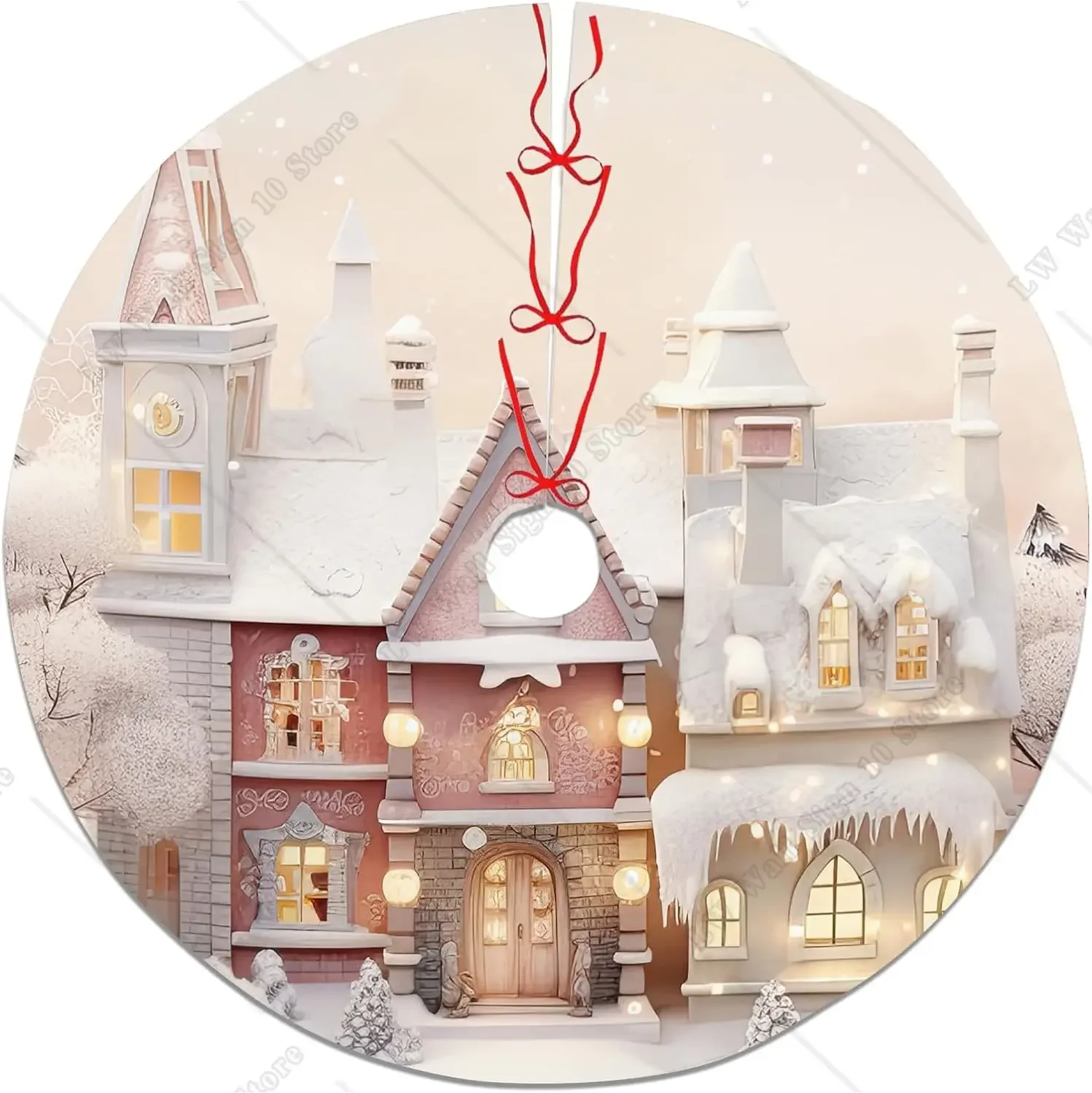 Зимние сцены Рождественский домик юбка для рождественской елки Винтажный