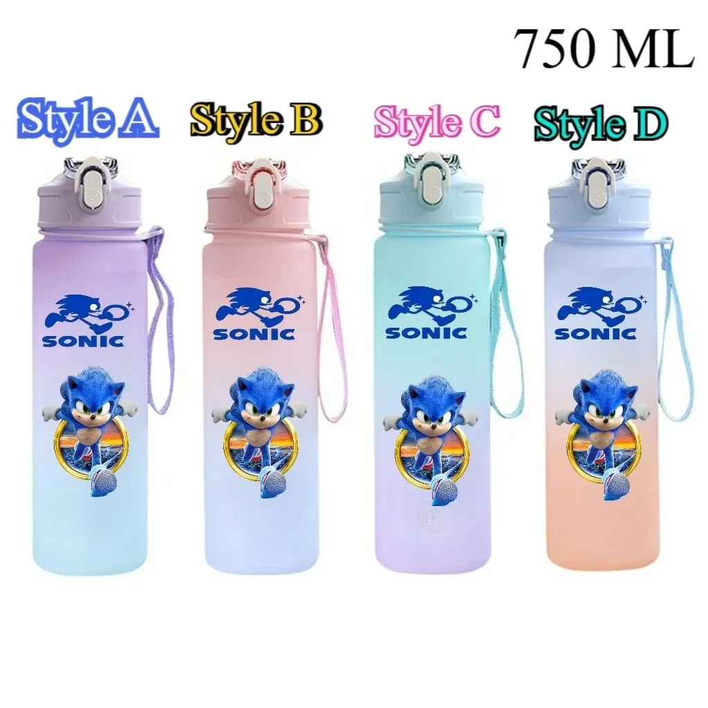 750 мл Sonic The Hedgehog градиент цвета чашка для воды бутылка питья большая емкость спорт