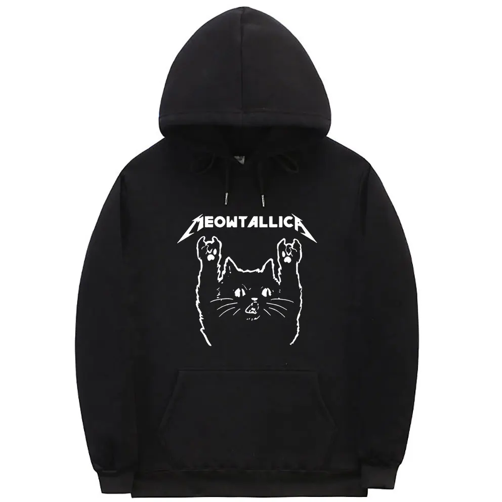 

Cat Meowtallica Cat Rock Music Printed Men Women Hoodie Unisex High Quality Cotton Sweatshirts Hip Hop Punk Gothic Streetwear