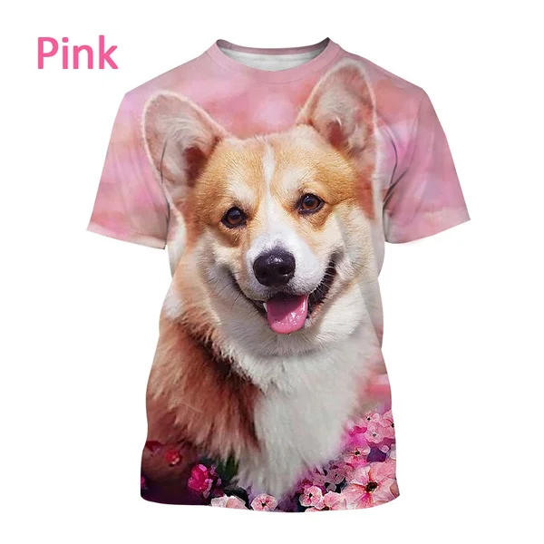 

Новинка 2023, модная футболка с 3D-принтом в виде милых питомцев, валлийский корги, животные, собака, Детская фотография