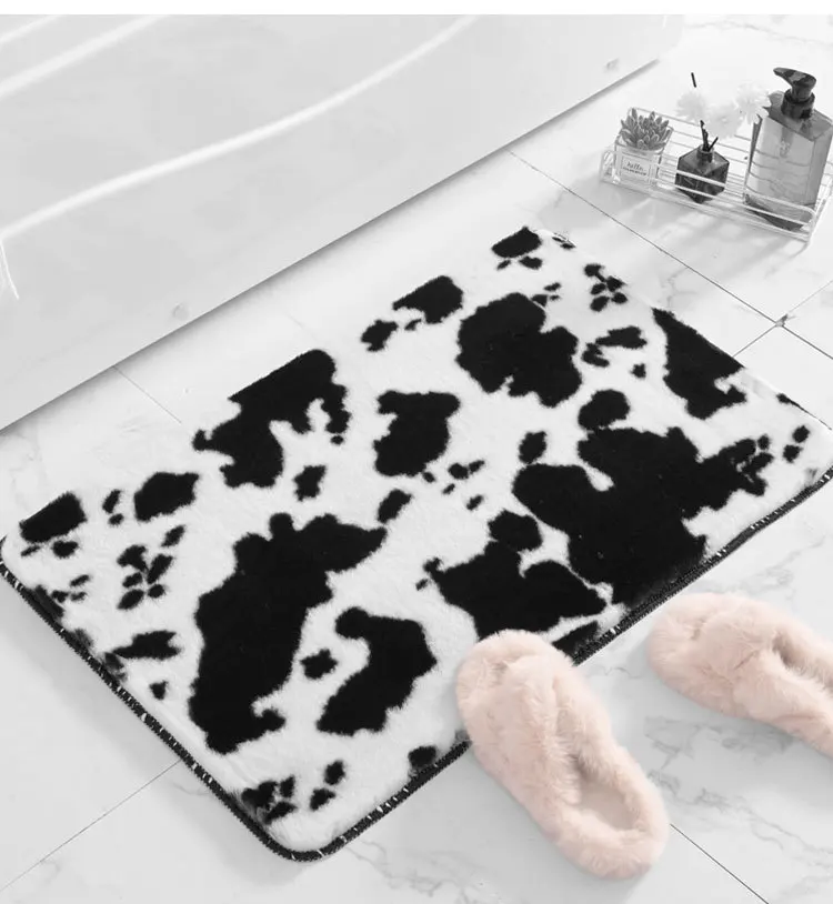 

Inyahome Luxury Rabbit Fur Bathroom Mats Non Slip Floor Rug Carpets Machine-Washable Soft Microfiber Floor Carpet for Bathtub