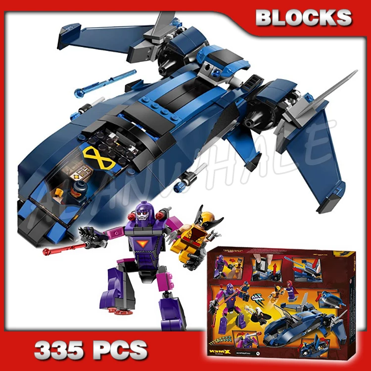 

335pcs Super Fighter Revengers X-Men vs The Sentinel Robot Blackbird Jet 10250 Building Blocks Boy Compatible With Model