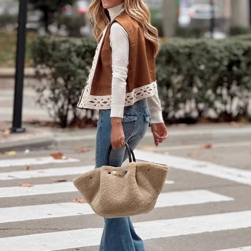 Женский кружевной жилет без рукавов с круглым вырезом цвета в ассортименте