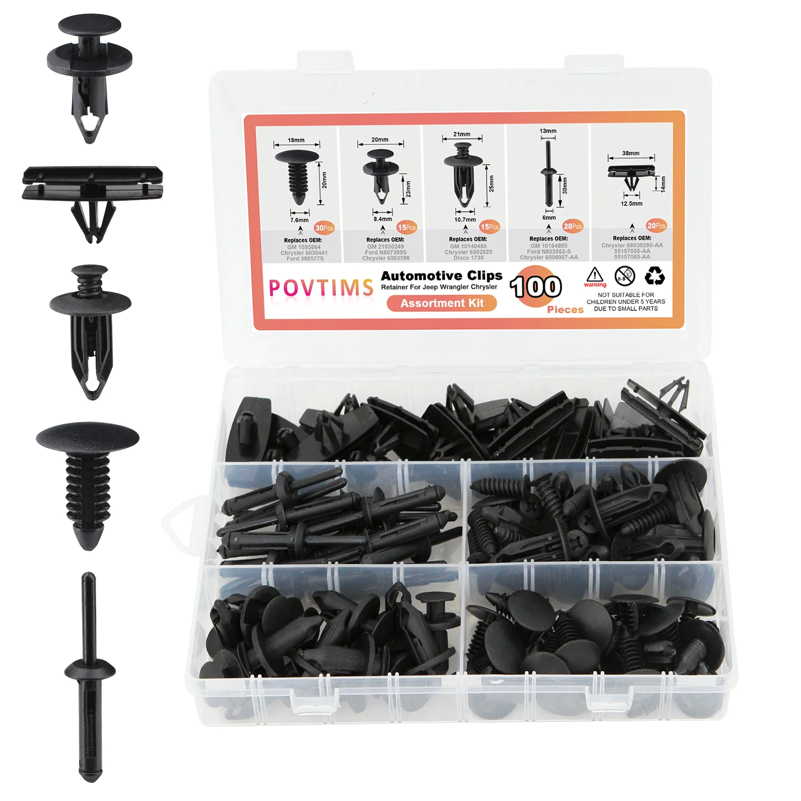 

100 шт., фиксаторы для бампера Jeep Wrangler Chrysler GM