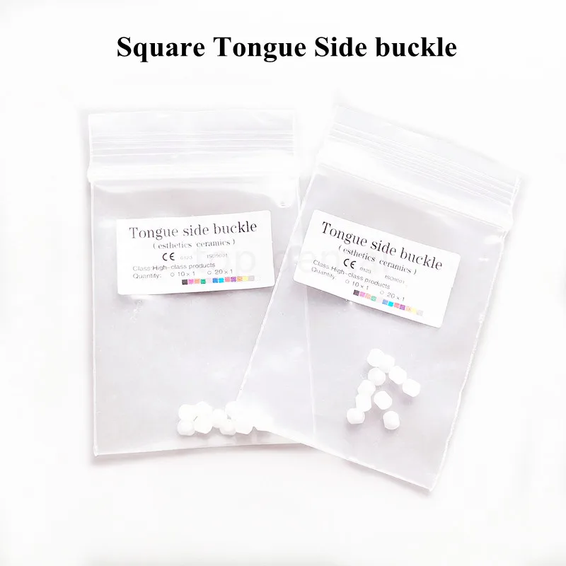

Dental Orthodontic Square Tongue Side Buckle Monoblock Ceramic Tongue Side Buckle