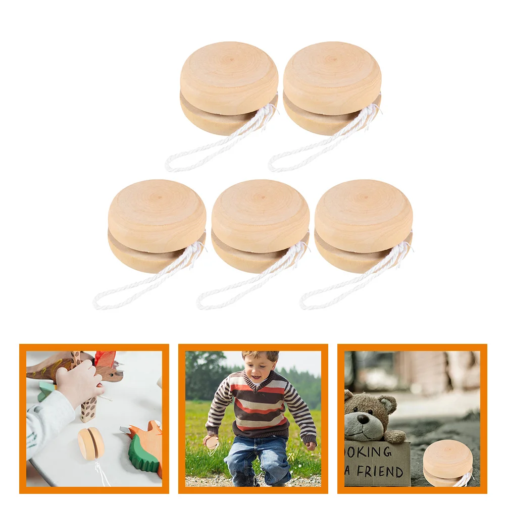 

5Pcs Wooden Yo-Yo Balls Unfinished Yo-Yo Balls Unpainted DIY Yo-Yo Balls Hand Painting Yo-Yo Balls