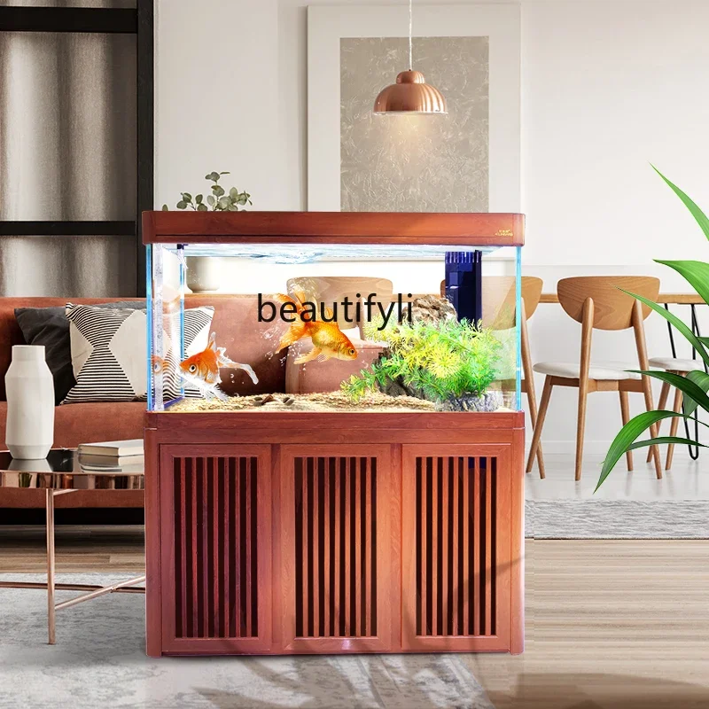 Большой экологичный аквариум для гостиной нижний фильтр замены воды рыб с белым