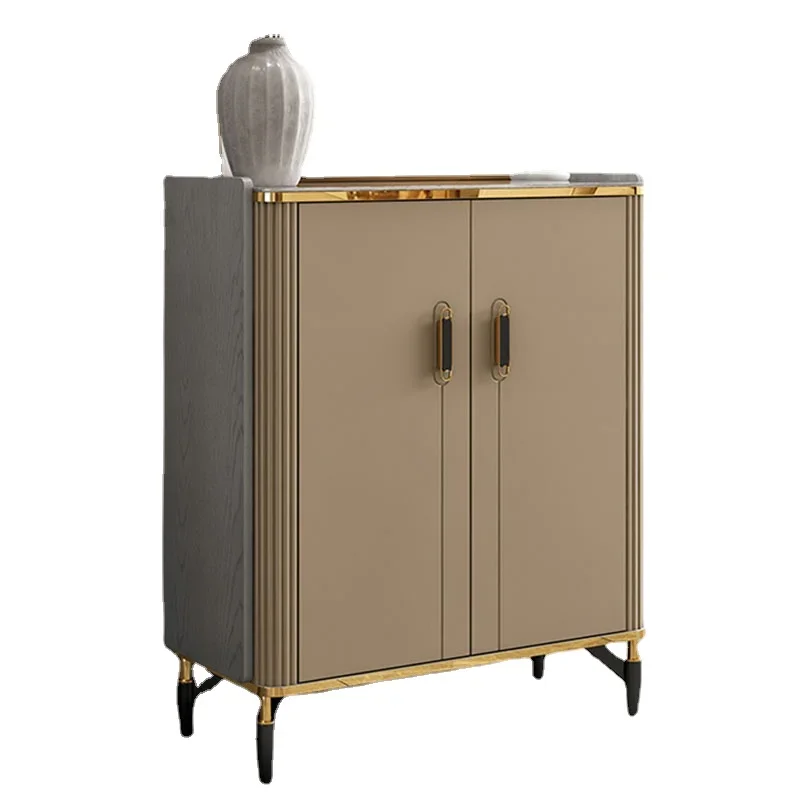 Вертикальная Многоуровневая стойка для обуви Золотая современная роскошная в