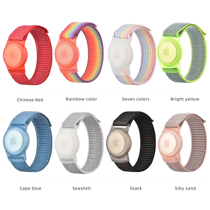 

Kids Wristband For Apple AirTags Nylon Bracelet Watch Band with Protective Cover Holder Sleeve Case For Airtag Strap Accessories