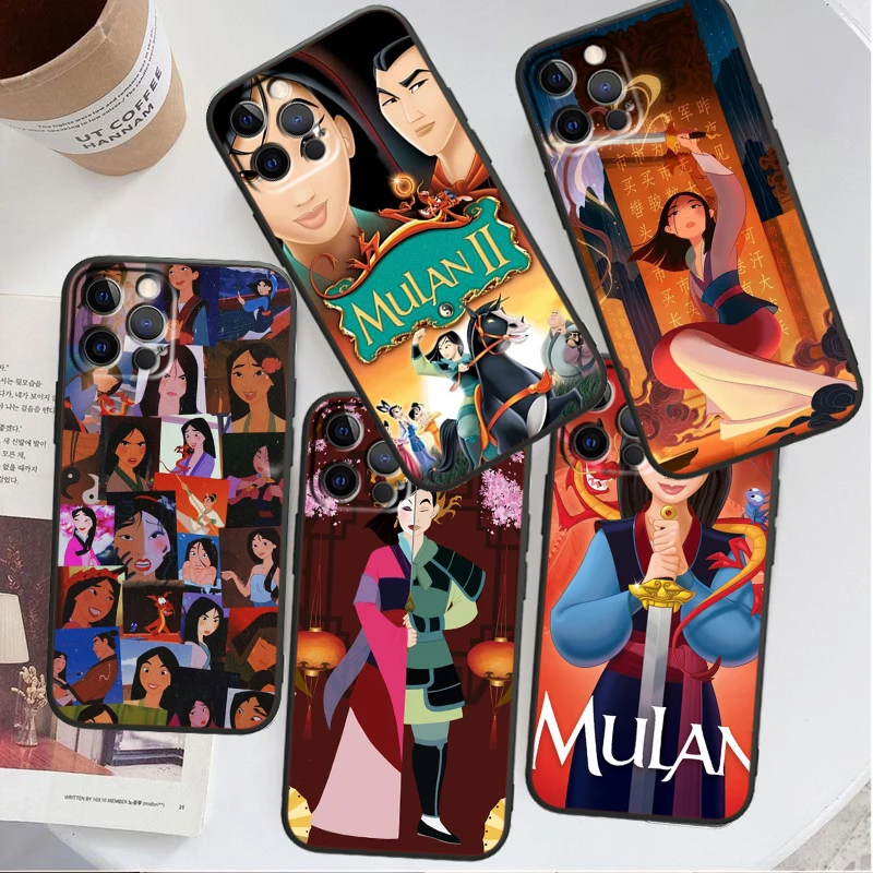 

Cartoon Animation Mulan Phone Case For Apple iPhone 14 13 12 11 SE XS XR X 7 8 6 Mini Plus Pro MAX 2020 Black Soft Cover