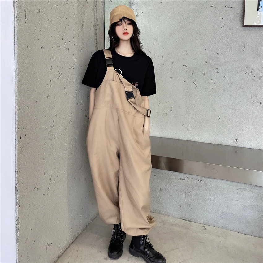 Streetwear Vintage Cargo Pants Overalls Women Korean Fashion New High Waist Baggy Jumpsuits One Piece Outfit Woman