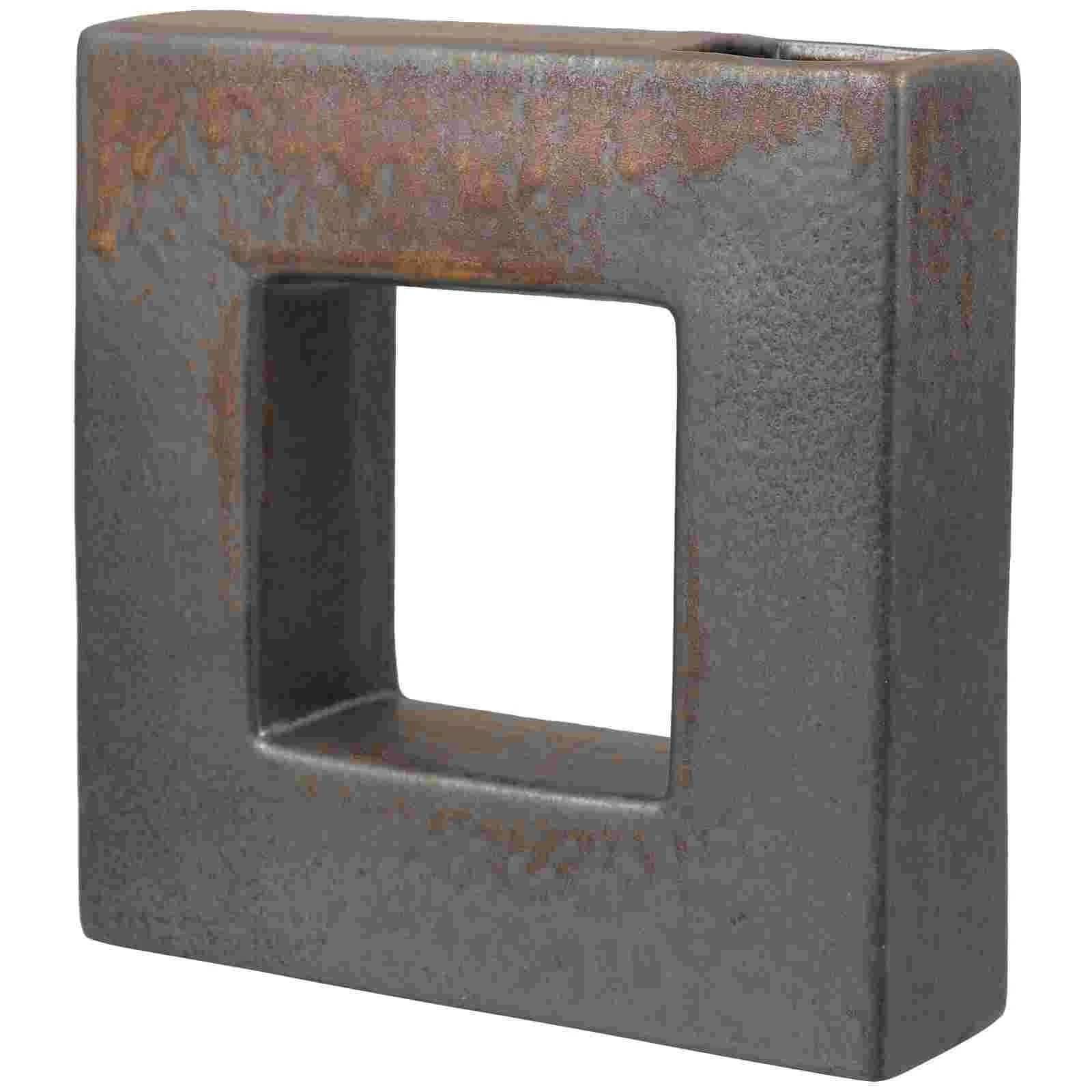 

Vase Flower Ceramic Pot Floral Decorative Planter Retro Square Centerpiece Vintage Succulent Porcelain Rustic Arrangement