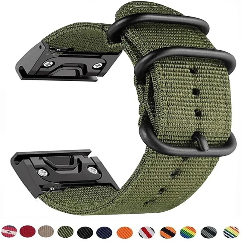 Холщовый нейлоновый ремешок для Garmin Fenix 8 7 6X 6S 6 Pro 5X 5 5S 3HR Спортивный часов Band 22 мм 26