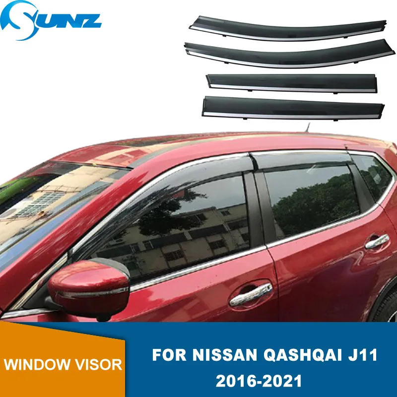 Deflectores de ventana lateral para Nissan Qashqai J11 2016 2017 2018 visera parasol de lluvia y sol SUNZ
