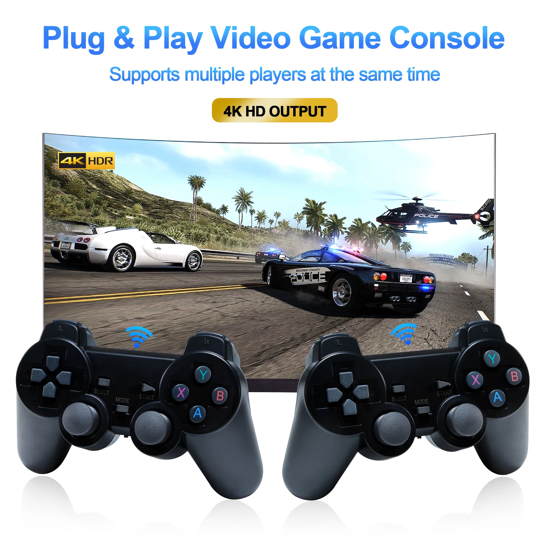 

GD10 128G 40000+ Games Retro Game Console 4K HD Video Game Console 2.4G Double Wireless Controller Game Stick For PSP PS1