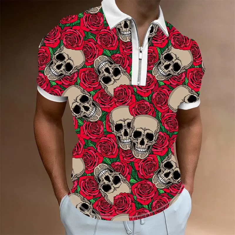 

skull New Autumn Men Polo Shirt Brand Clothing Stretch Cotton Men Fashion Male Polo Shirt short sleeve Breathable Polo Shirt