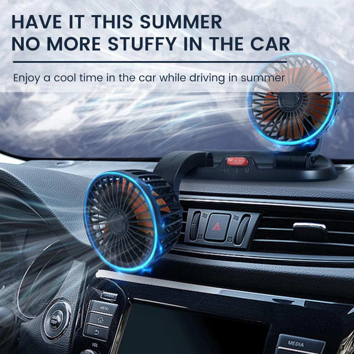 24V/12V Car Fan Summer Cooling Adjustable Double-head 360 Degree Low Noise Cooler Air Strong Wind Accessories |