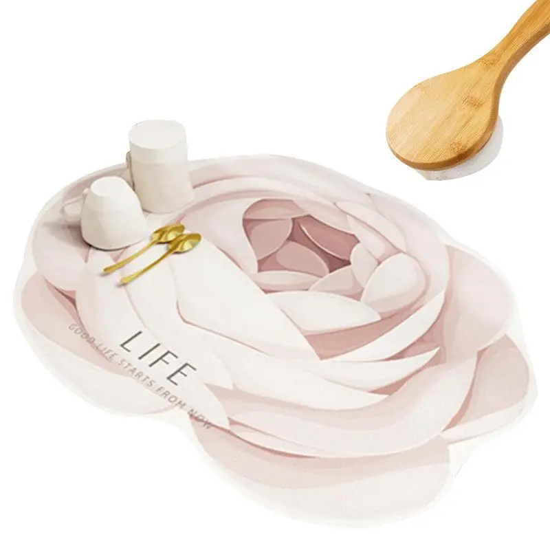 

Противоскользящий кухонный коврик для посуды и кофе, с диатомью