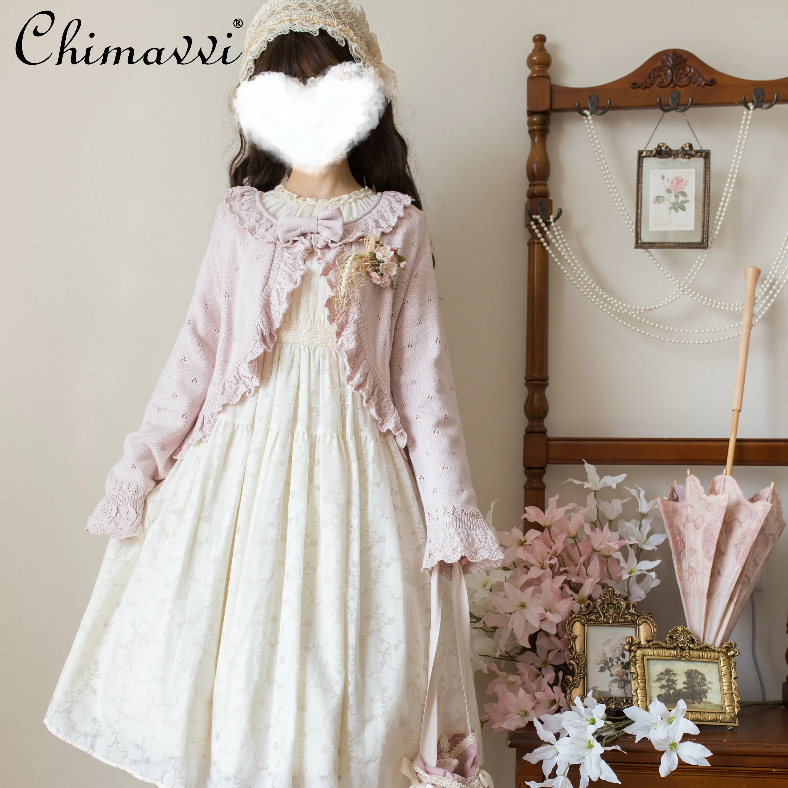 Милый свитер в стиле Лолиты куртка-кардиган новинка 2024 осень и зима милый