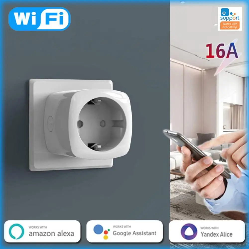 

Wifi Smart Plug 16A With Power Monitoring Smart Socket Work With Yandex Alice Smart Home Alexa Google Smartthings EWelink App