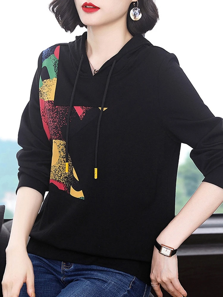 

BOBOKATEER Autumn Clothes Women Clothing Long Sleeve Hoodies New Fashion Felpe Donna Vetemznt Femme Polerones Mujer Black Tops