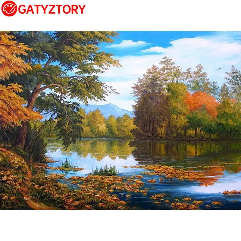 

GATYZTORY Picture By Numbers Wall Art HandPainted Unique Gift DIY Frame Paint By Number Lake Scenery Children's Room Decor