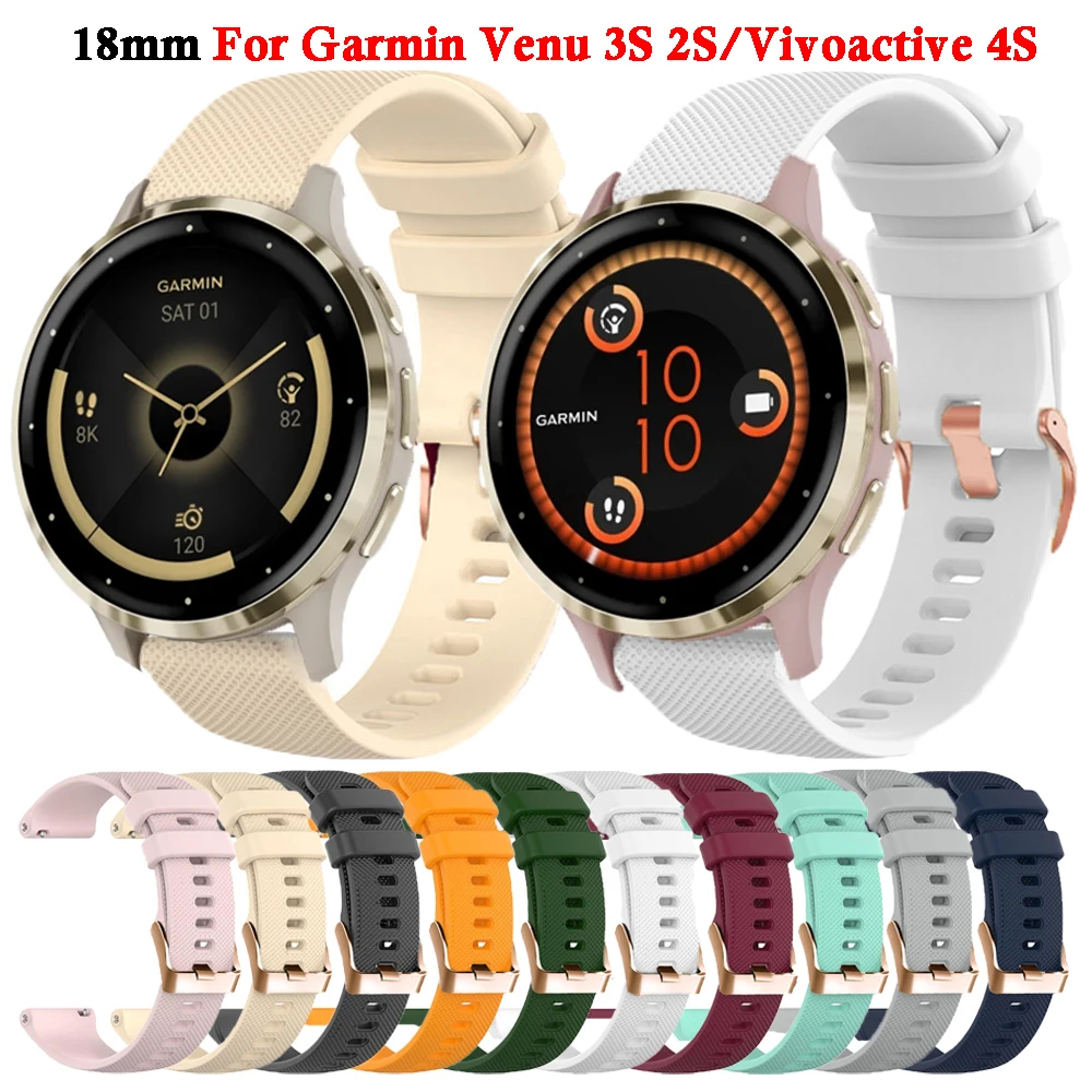 Ремешок силиконовый 18 мм для Garmin CAME 3S 2S/Vivoactive 4S/Move 3S/Rey браслет Forerunner 265S 255S наручных