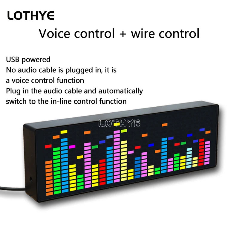 

LED Music Spectrum Rhythm Display RGB Light Electronic Clock Voice Activated Car Audio Level Indicator VU Meter Atmosphere Lamp