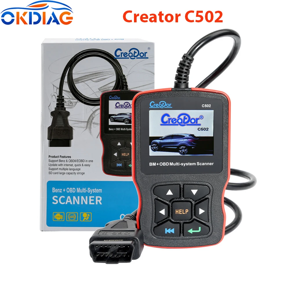 

Creator C502 OBD2 Scanner For mercedes Benz C502 OBDII Engine Code Reader 38 Pin obd2 For Benz Full System Car Diagnostic Tool