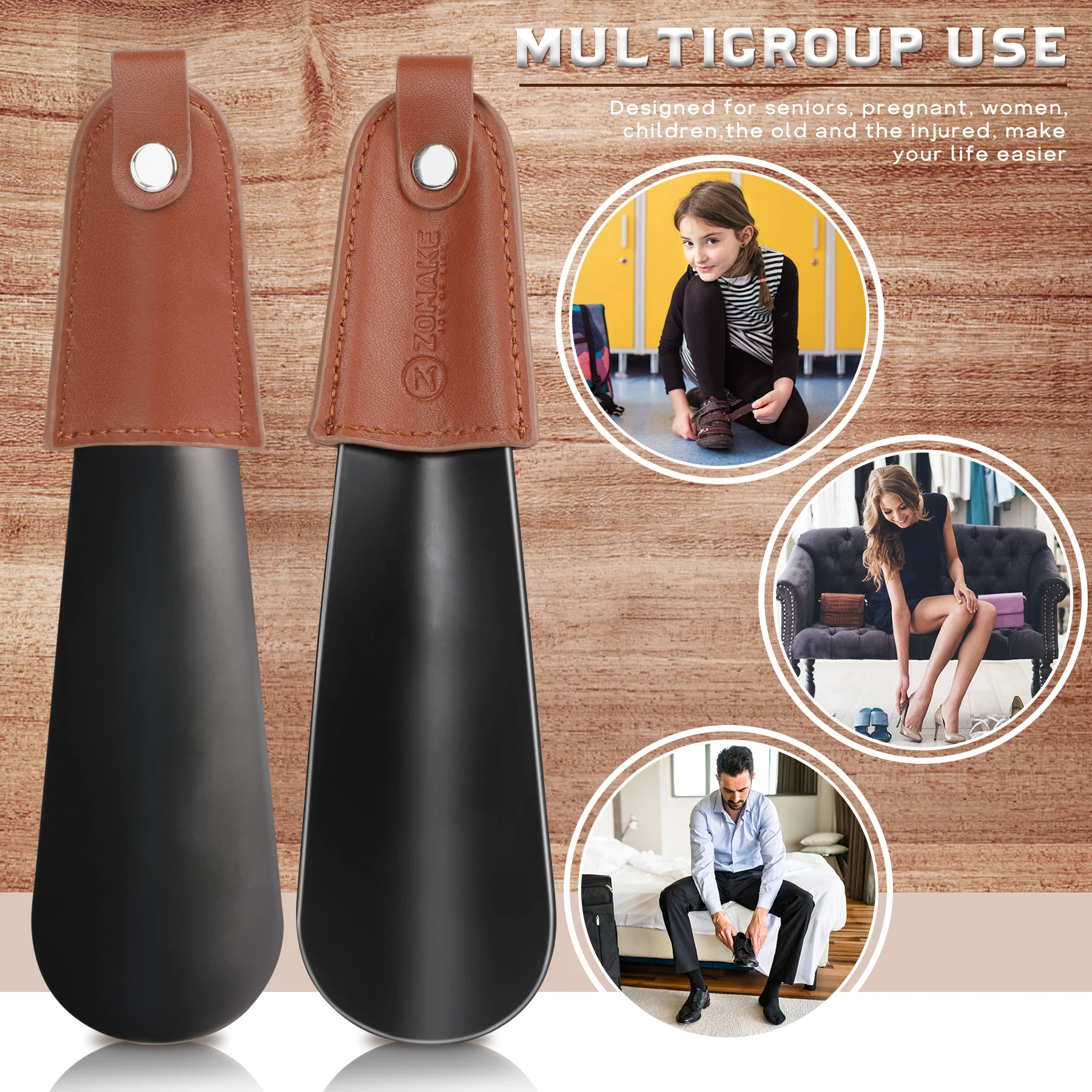 ZOMAKE 17 2 см профессиональный рожок для обуви дорожная кожаная ручка подъемник из