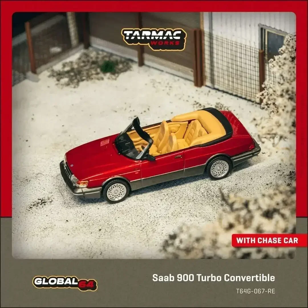 Фото TW в наличии 1:64 Saab 900 Turbo Convertible красная литая под давлением модель автомобиля, коллекция игрушек Tarmac Works №1