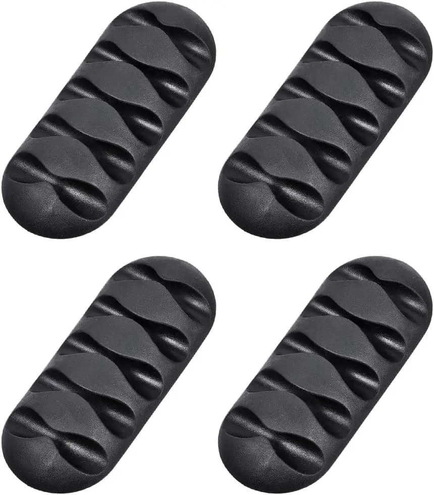 

4Pcs Cable Organizer Black Cable Ties Electronics Computer Mouse Charging USB Cable Holder Self Adhesive Cord Holders