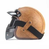 motorbike retro helmet with mask dirt bike helmet half vintage helmets casco casque moto war leather helmet summer man 2058