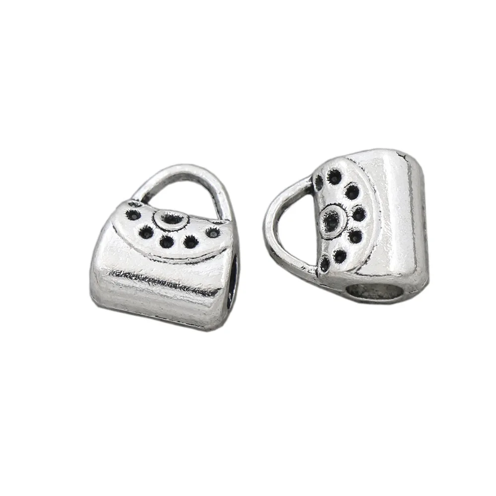 

25Pcs Handbag Bag Big Hole Beads Zinc Alloy Antique Silver Spacers Fit European Bracelets Jewelry 10.7x9.6mm L1476