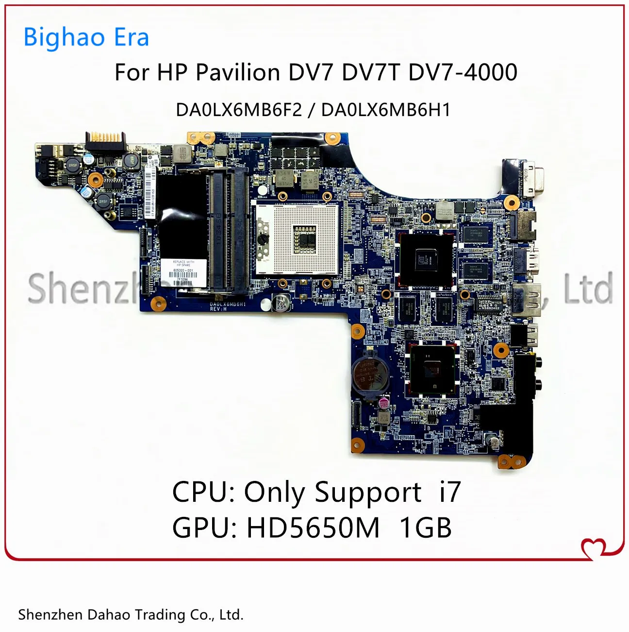 

Для HP DV7 DV7T DV7-4000 DV7-4197CL материнская плата для ноутбука с HD5650 1GB-GPU DA0LX6MB6F2 DA0LX6MB6H1 605320-001 605320-501