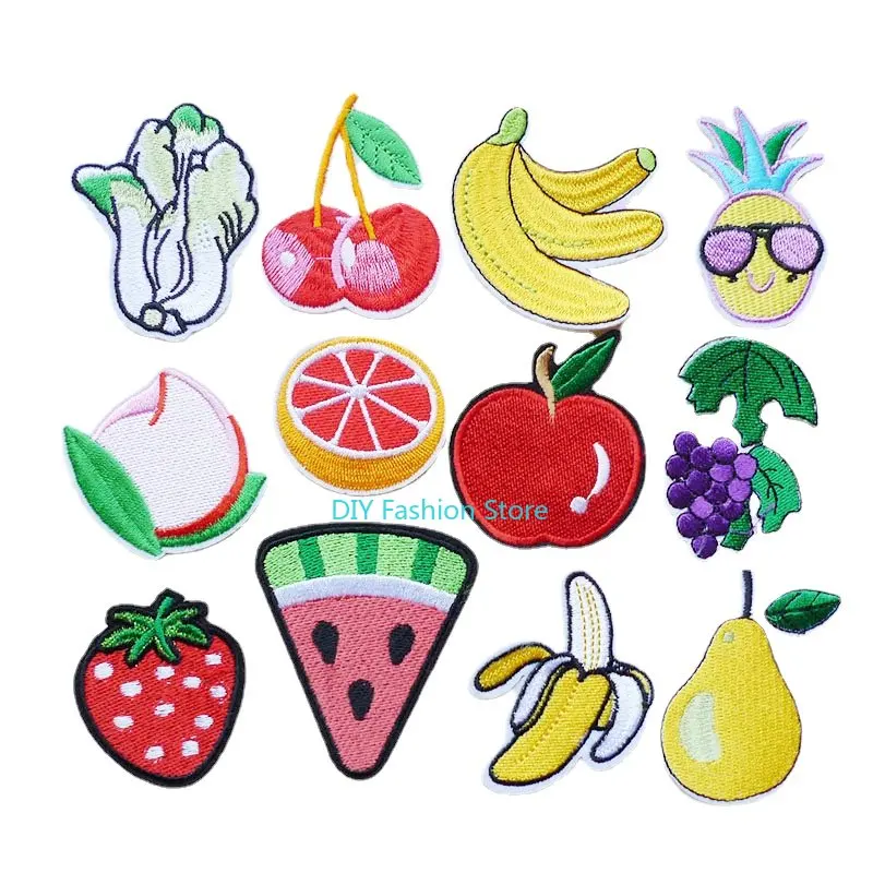 

10 Pcs Fruit Embroidered Strawberry Cherry Patches Hat Cap Stickers Bag Appliques For Clothing Dress Apparel DIY Sew Accessories