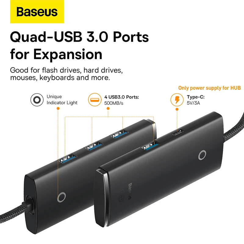 Baseus Lite серия 4-портовый usb-концентратор адаптер USB Type C к 3 0 концентратор сплиттер