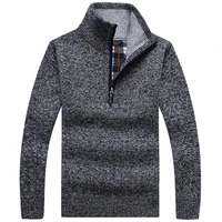 hot sale mens classic knitted sweater autumn solid long sleeve turtleneck pullovers sweaters half zipper thick warm fleece coat