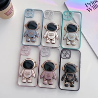 astronaut bracket phone case for iphone 14 11 pro max 12 se 2 xs max for iphone 13 x xr 7 8 plus electroplated tpu rear cover