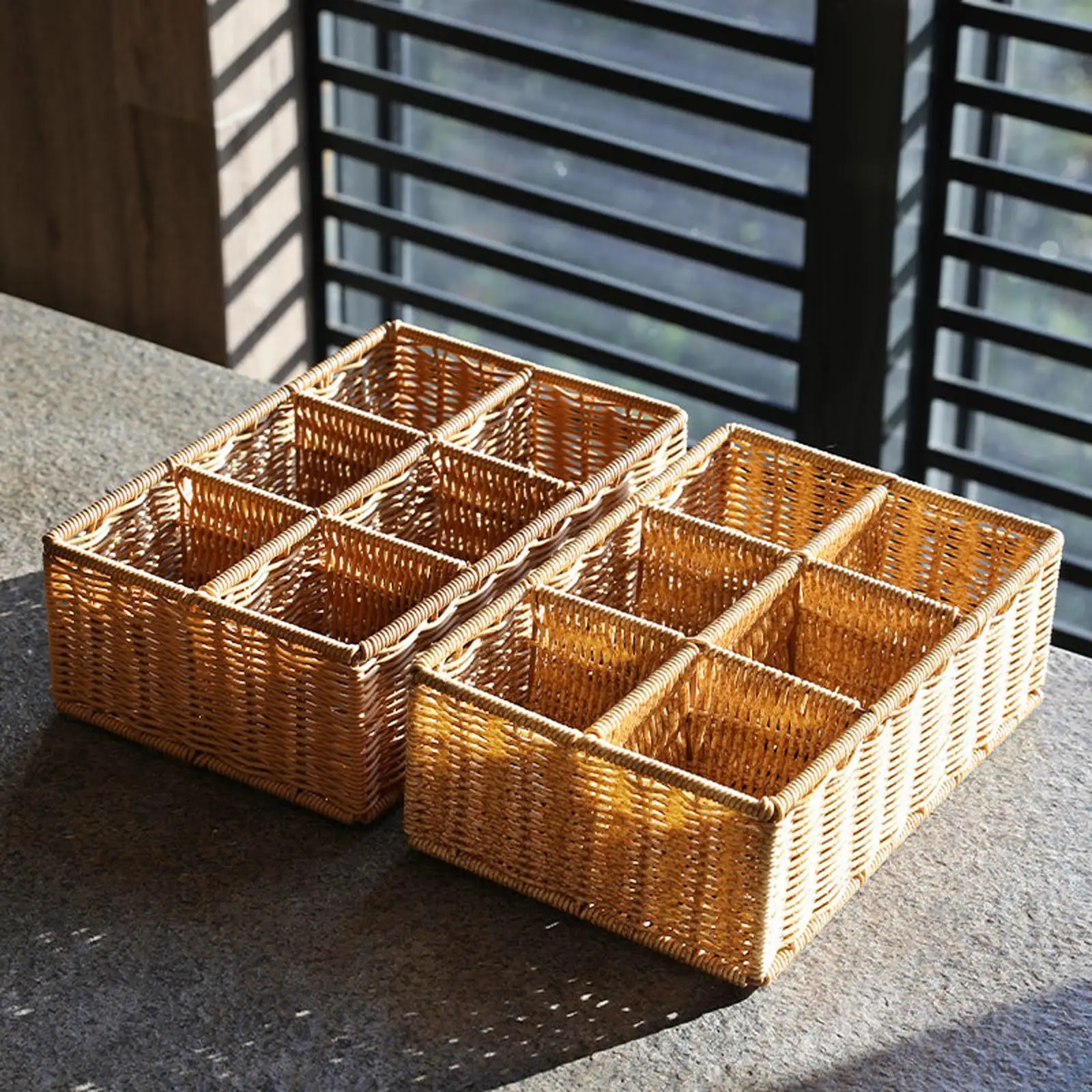 

Japanese Style Compartment Woven Basket 6 Small Grid for Living Room Counter