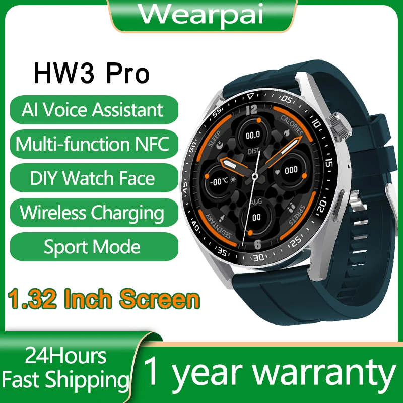 

Wearpai Smart Watch Men HW3 Pro SmartWatch 2022 NFC Bluetooth Call Voice Assistant Bluetooth Call for huawei pk GTR GTS 2 Pro