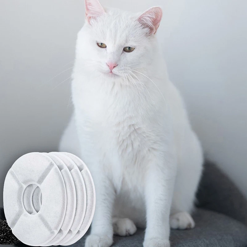 

White Activated Carbon Filters For Automatic Water Drinking Fountain Pet Bowl Dish Filter For Heart Shape Cat Fountain Dispenser
