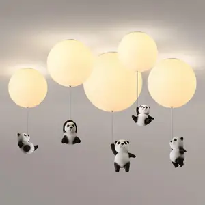 Modern Simple Balloon Ceiling Lamp Cartoon Panda Kids Room Ceiling Lamp Bedroom Living Room Lights Home Decor Gift Led Lights