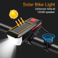 bike horn light solar bicycle front light rechargeable lamp bicycle lantern headlight cycling flashlight bicycle accessories