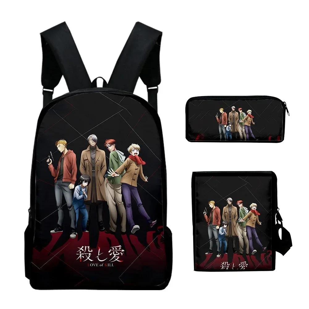 Школьные сумки Harajuku Love of Kill с 3D-принтом mochila dos gratis portátil bolsa de ombro inclinado estojo lápis