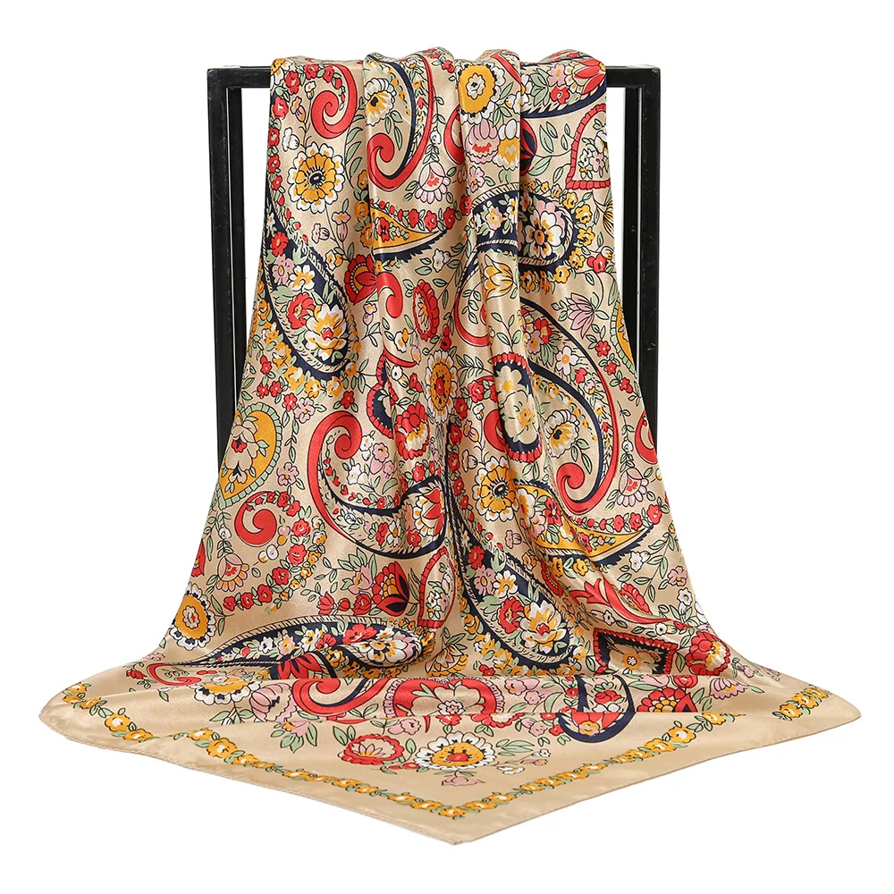 Новинка 2021 шелковый шарф квадратный шейный хиджаб фуляр шали из пашмины Женские